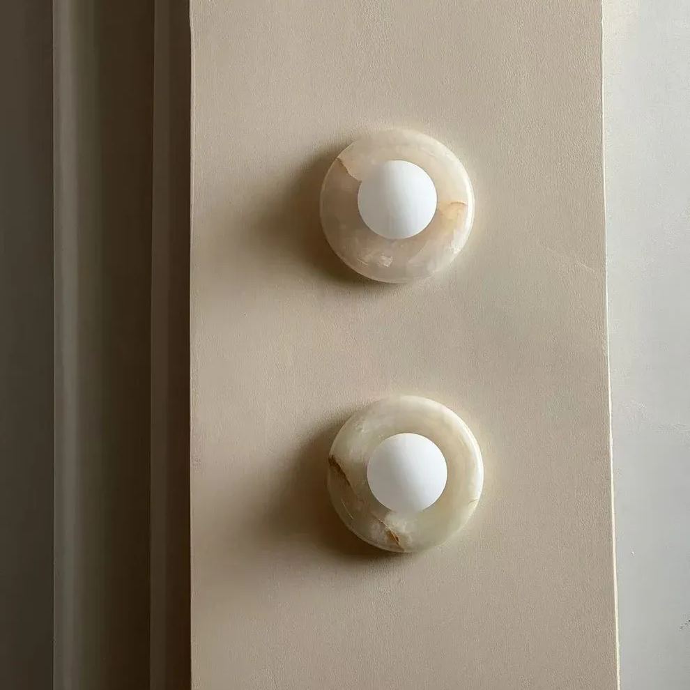 Elif Modern Round Marble Wall Light Shades Bedroom Living Room