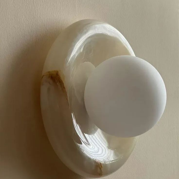Elif Modern Round Marble Wall Light Shades Bedroom Living Room
