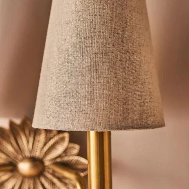 Alessio Vintage Classical Brass Fabric Wall Light Shades Bedroom Living Room