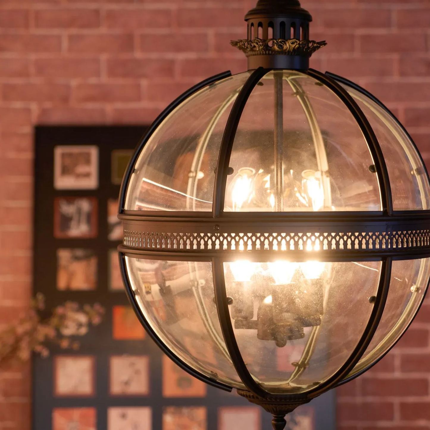 Alessio Vintage Glass Metal Black Pendant Light Dining Room Bedroom