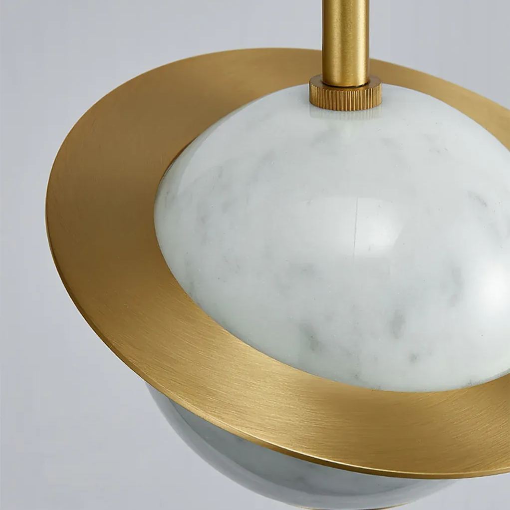 Valentina Modern Sphere Pendant Light Detail, Marble and Metal