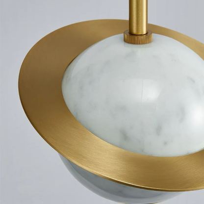 Valentina Modern Sphere Pendant Light Detail, Marble and Metal