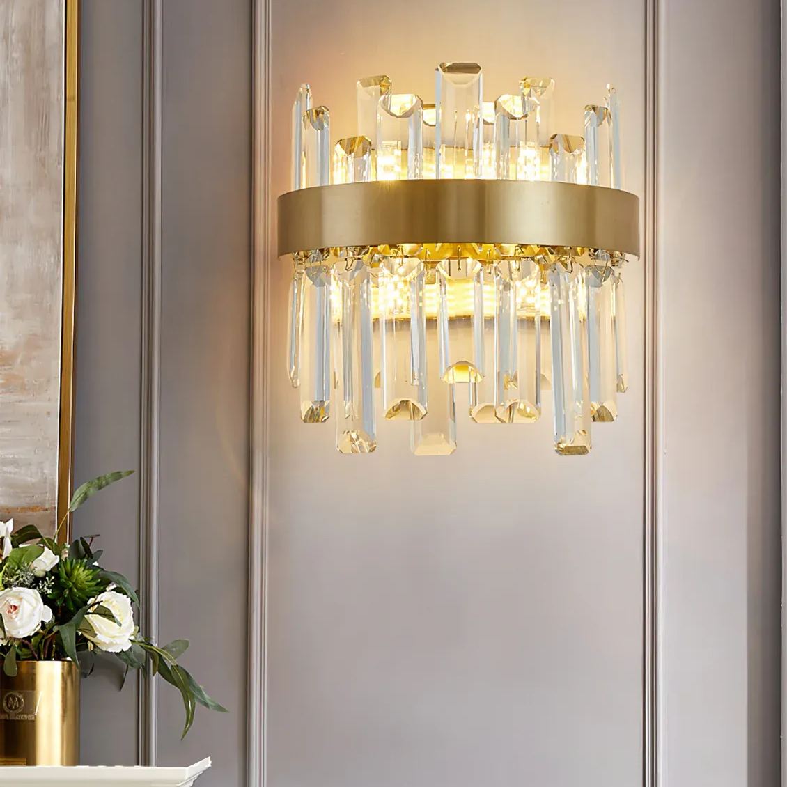 Herbert Crystal and Metal Wall Lamp, Bedroom/Dining Room Lighting