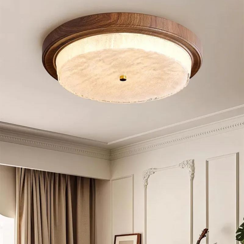 Ozawa Unusual Rustic Round Ceiling Light Bedroom Dining Room
