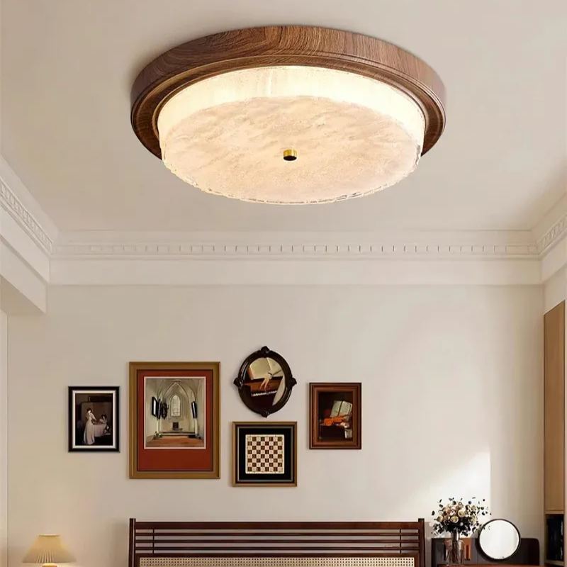 Ozawa Unusual Rustic Round Ceiling Light Bedroom Dining Room