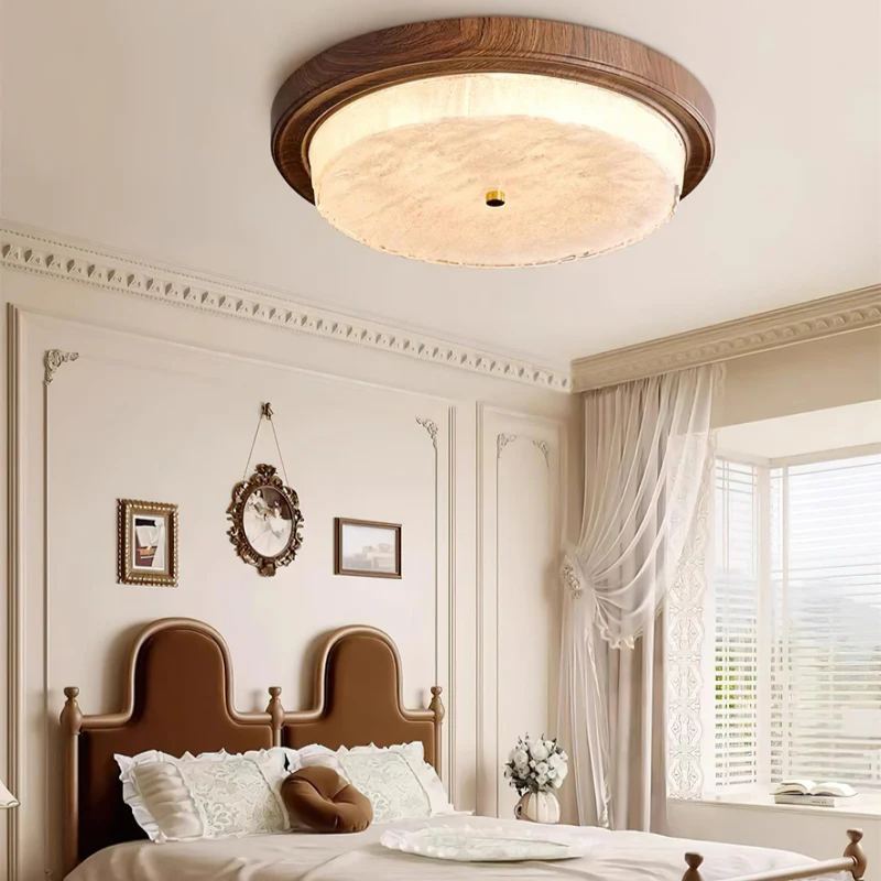 Ozawa Unusual Rustic Round Ceiling Light Bedroom Dining Room