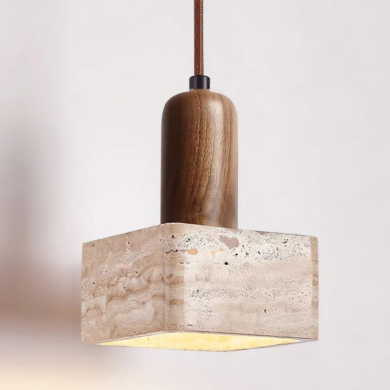 Zaid Minimalism Travertine Wood Pendant Lamp Bedroom Dining Room