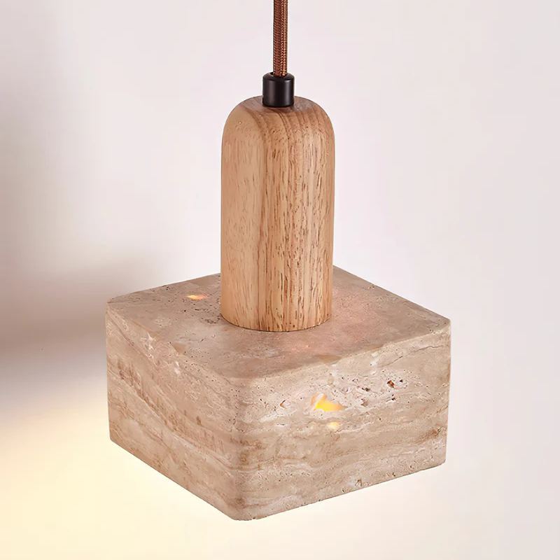Zaid Minimalism Travertine Wood Pendant Lamp Bedroom Dining Room