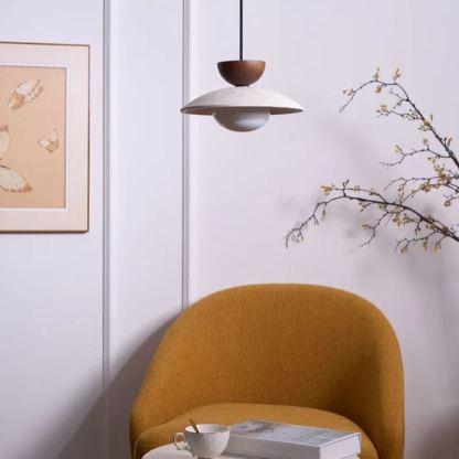 Zaid Modern Round Travertine Pendant Light Shades Dining Room