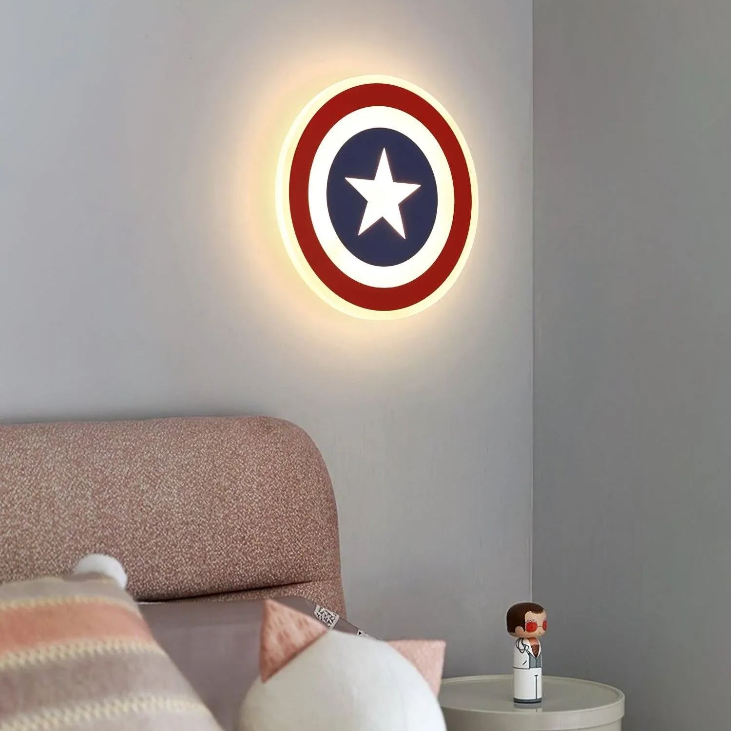 Edge Unusual Captain Red Blue Acrylic Metal Wall Lamp Dining Room Bedroom