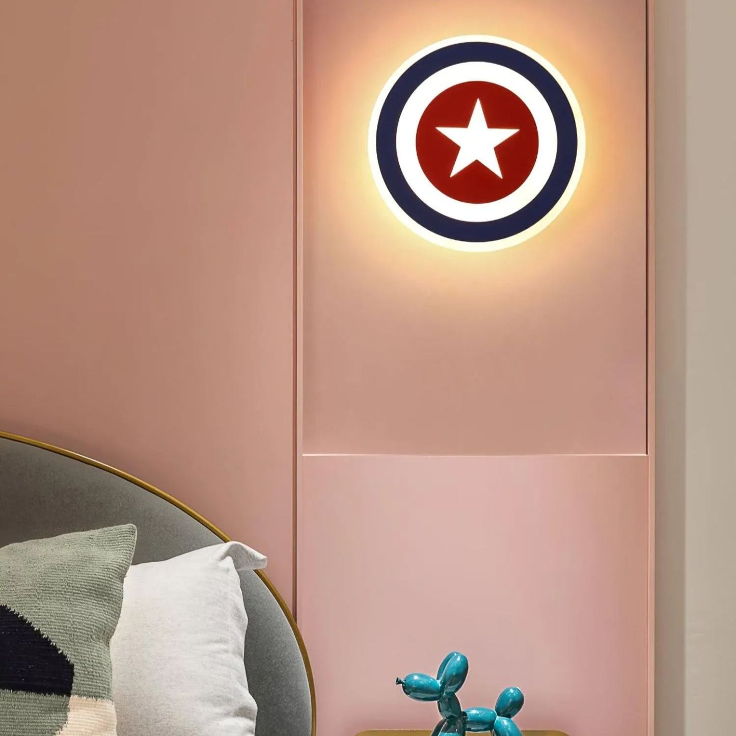 Edge Unusual Captain Red Blue Acrylic Metal Wall Lamp Dining Room Bedroom