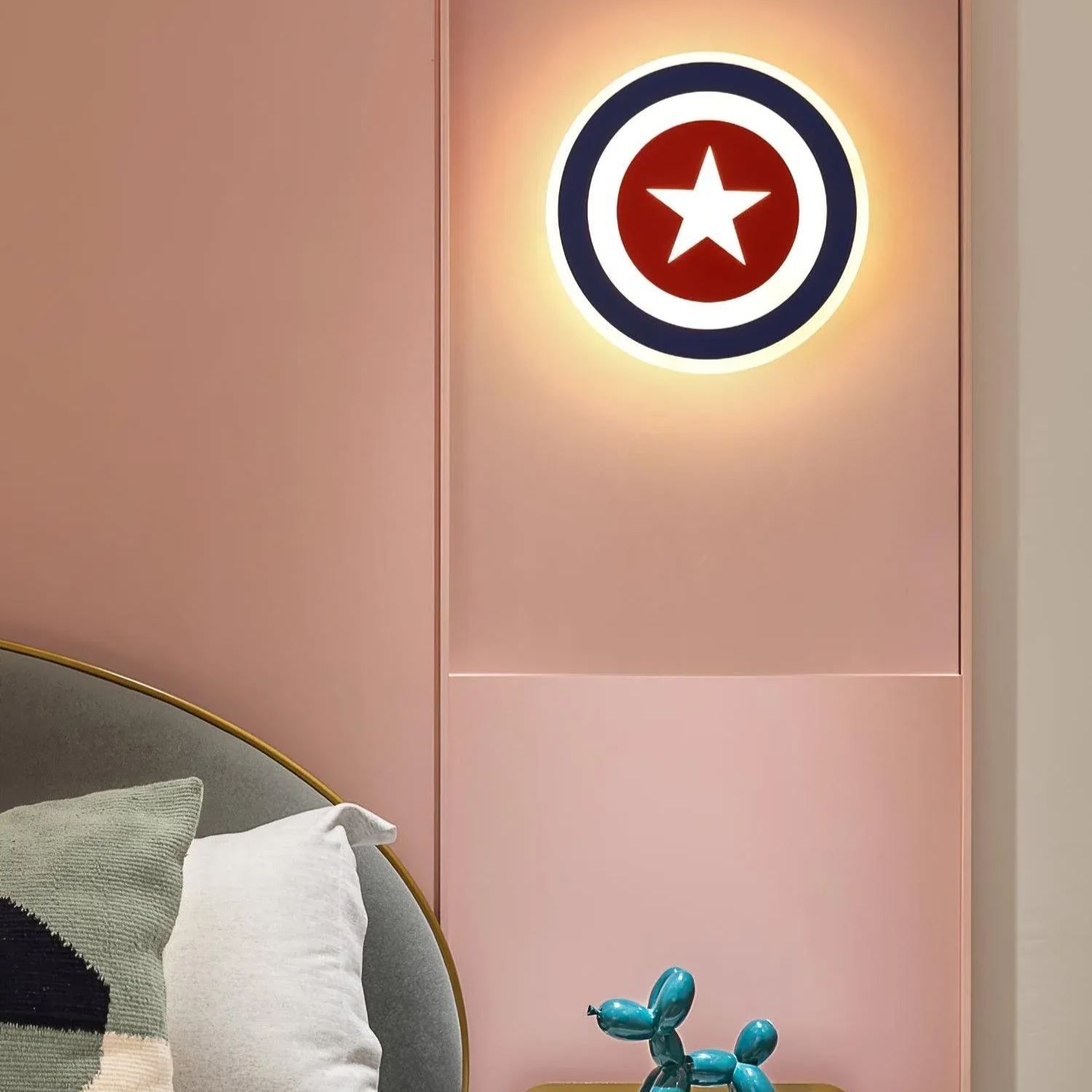 Edge Unusual Captain Red Blue Acrylic Metal Wall Lamp Dining Room Bedroom