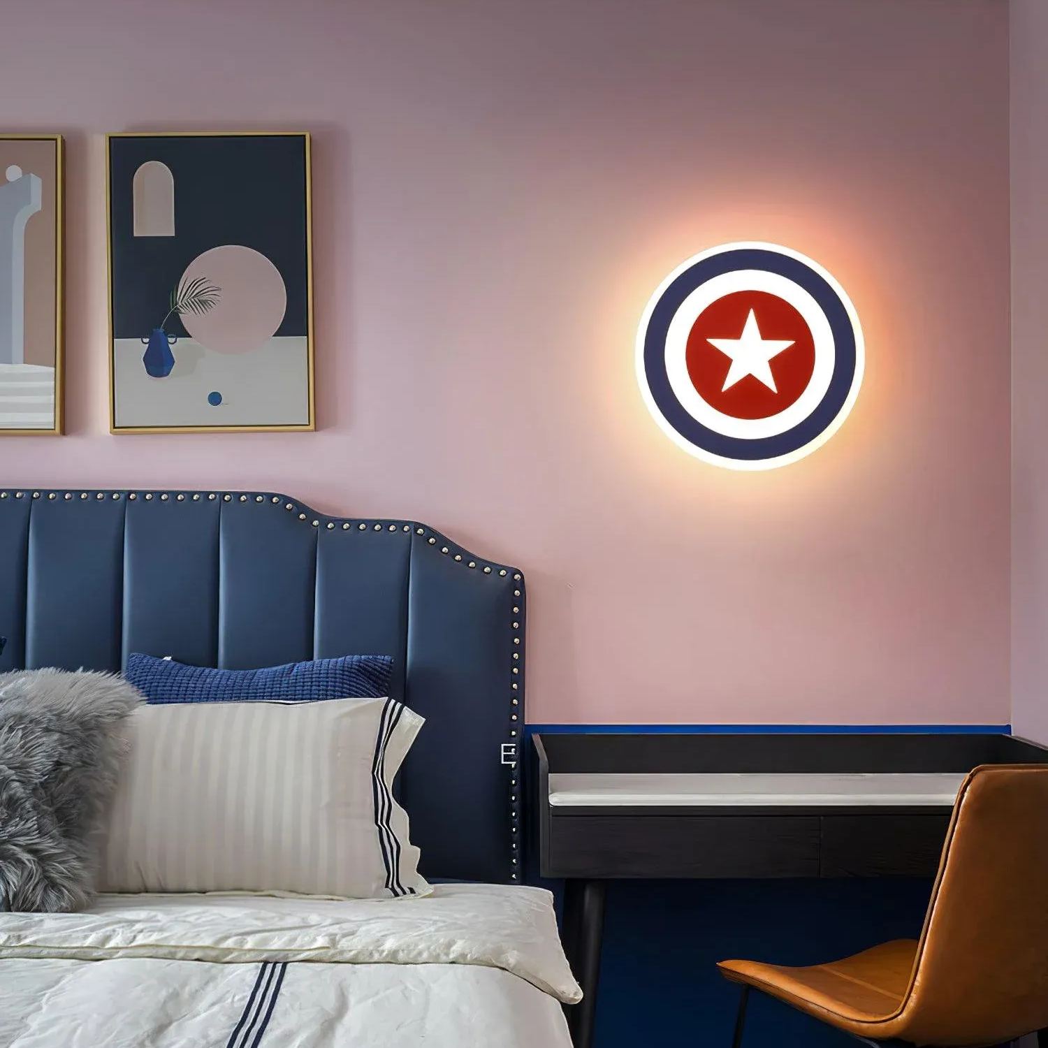 Edge Unusual Captain Red Blue Acrylic Metal Wall Lamp Dining Room Bedroom
