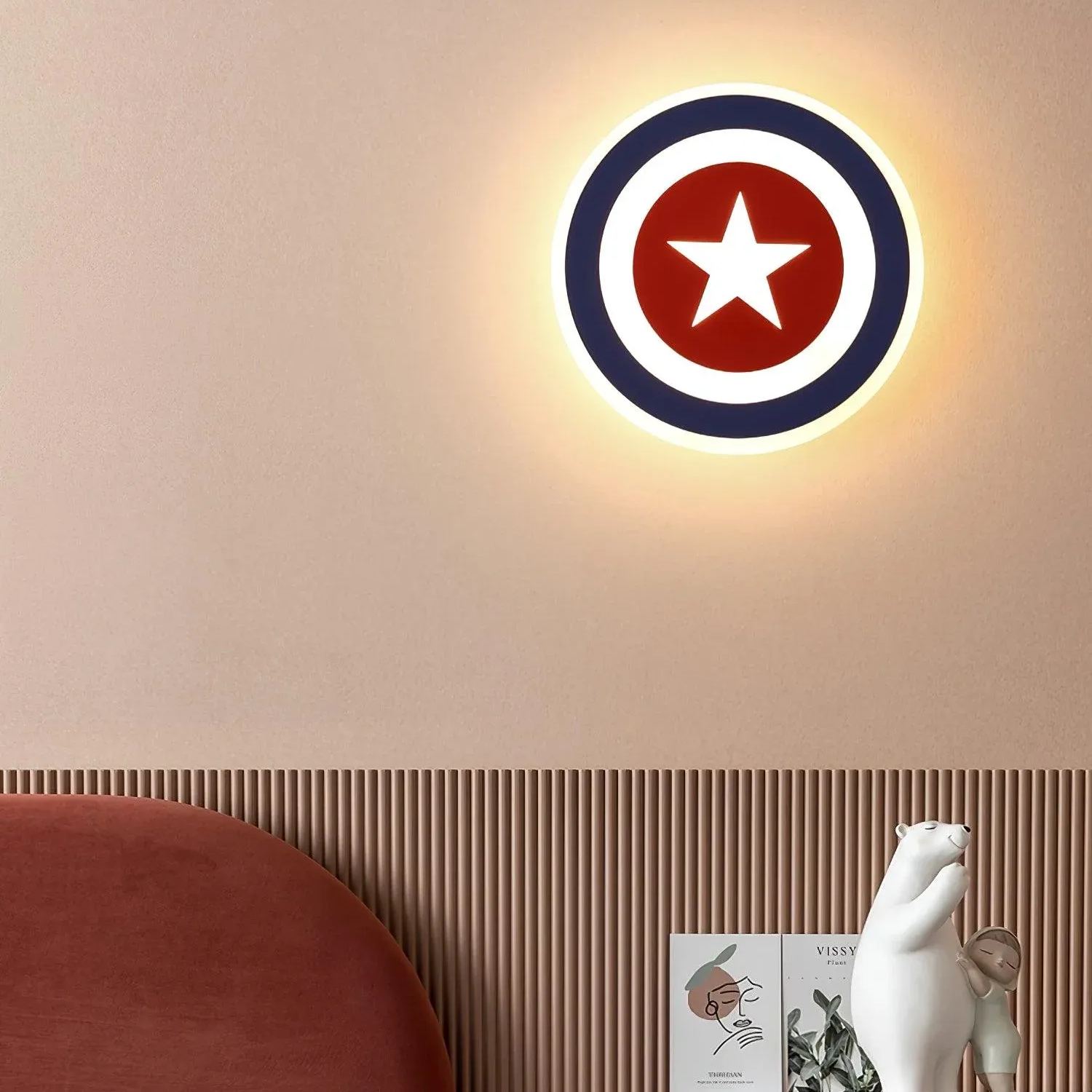 Edge Unusual Captain Red Blue Acrylic Metal Wall Lamp Dining Room Bedroom