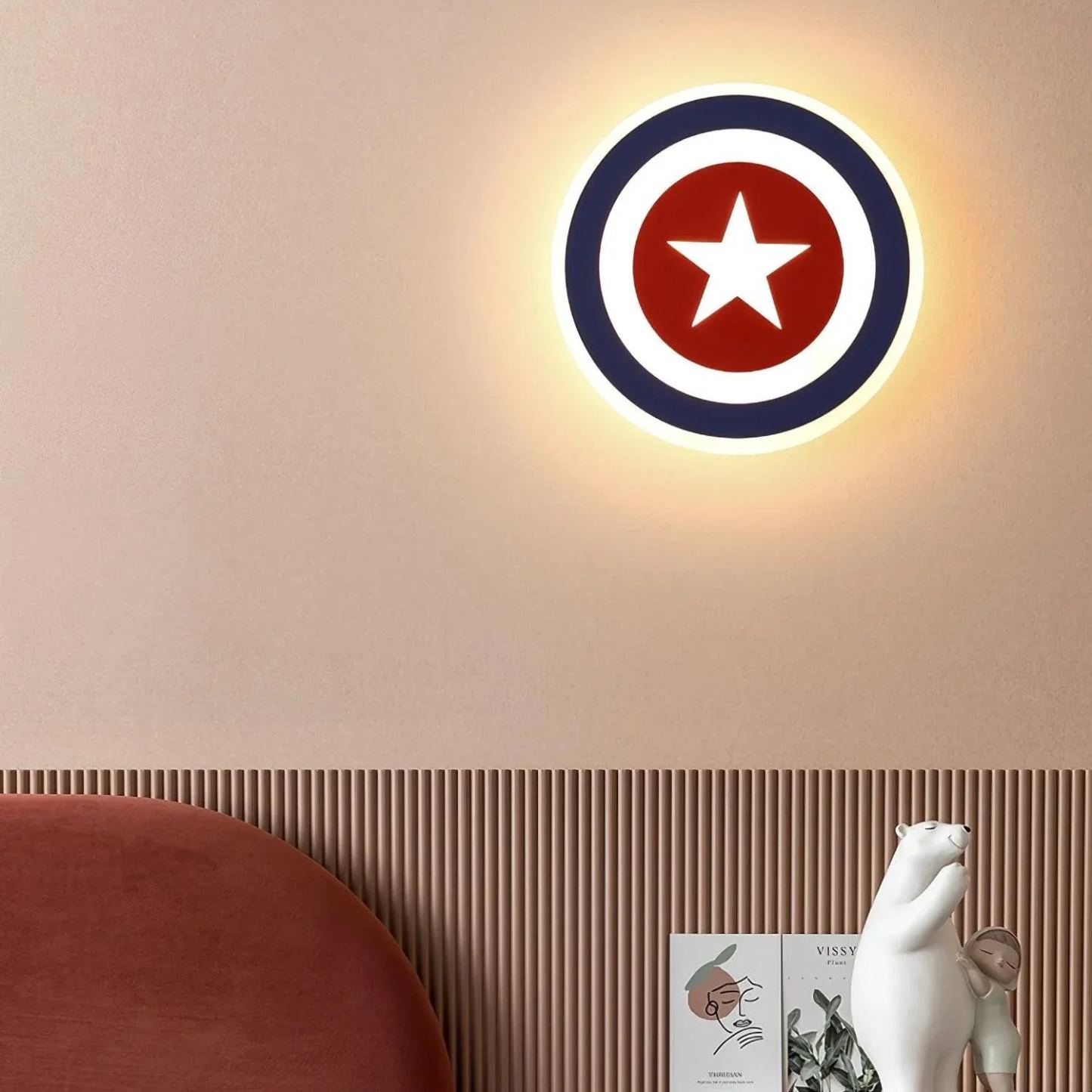 Edge Unusual Captain Red Blue Acrylic Metal Wall Lamp Dining Room Bedroom
