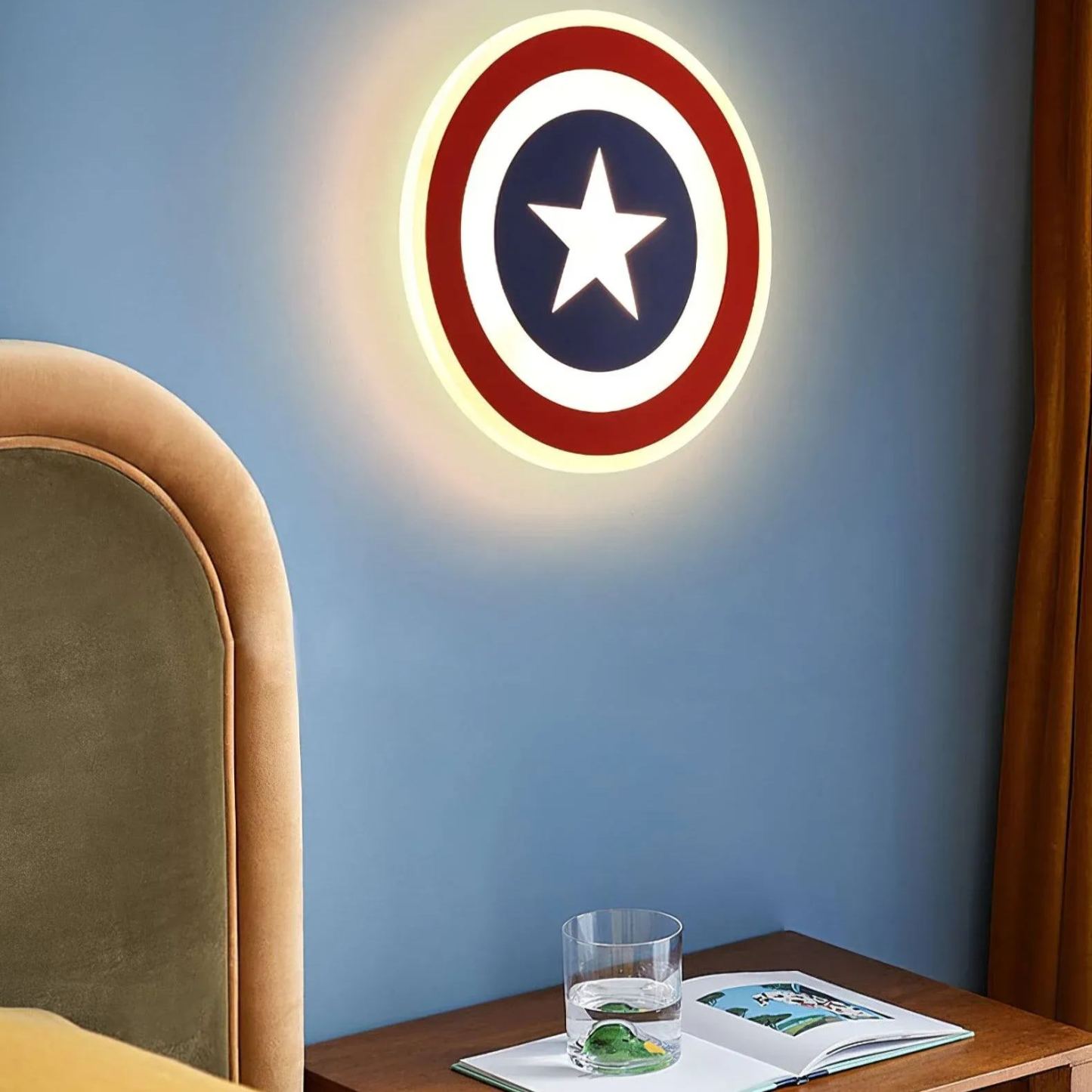 Edge Unusual Captain Red Blue Acrylic Metal Wall Lamp Dining Room Bedroom
