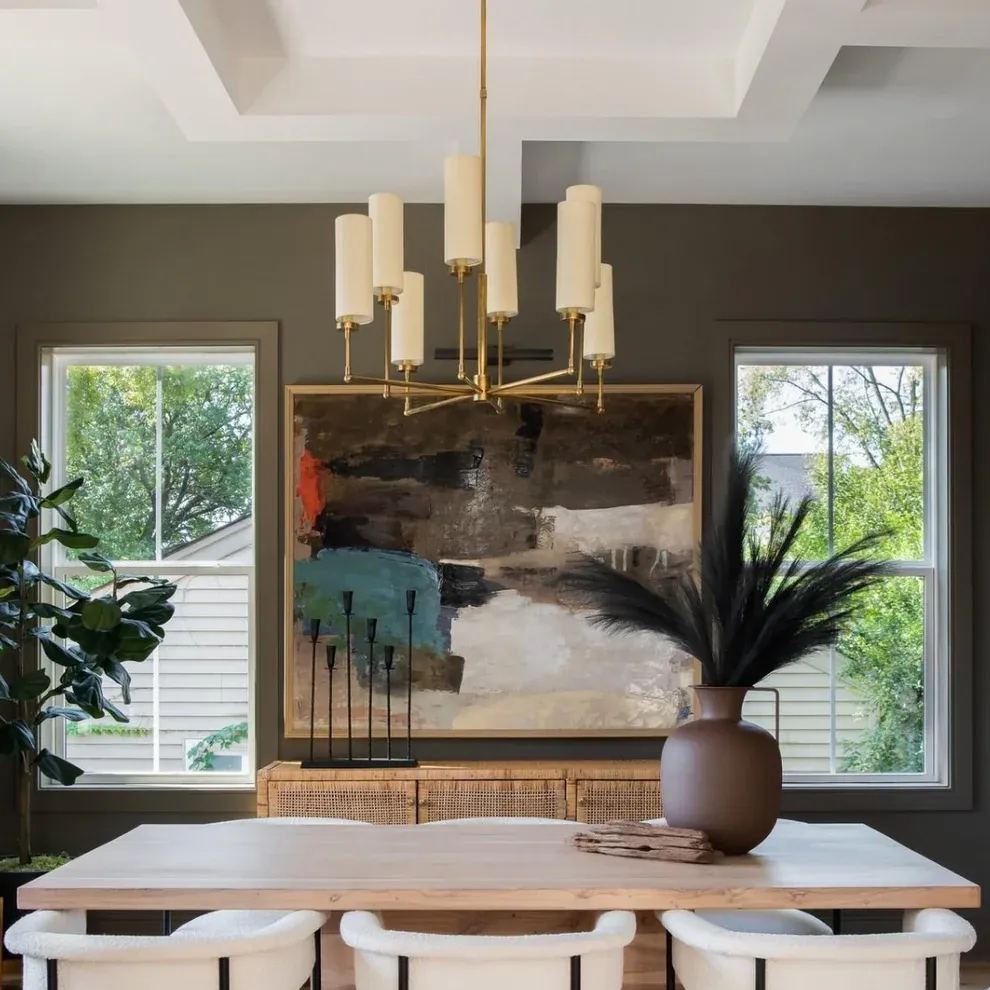 Alessio Modern Classical Brass Fabric Chandelier Shades Living Dining Room
