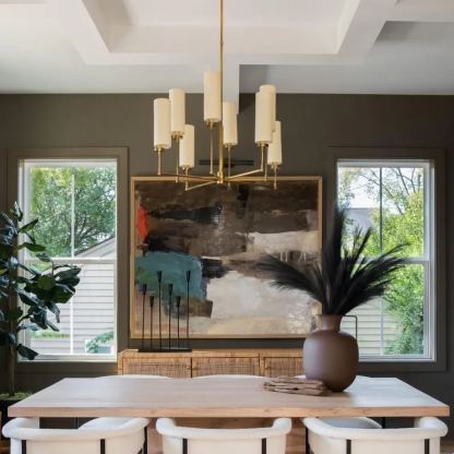 Alessio Modern Classical Brass Fabric Chandelier Shades Living Dining Room