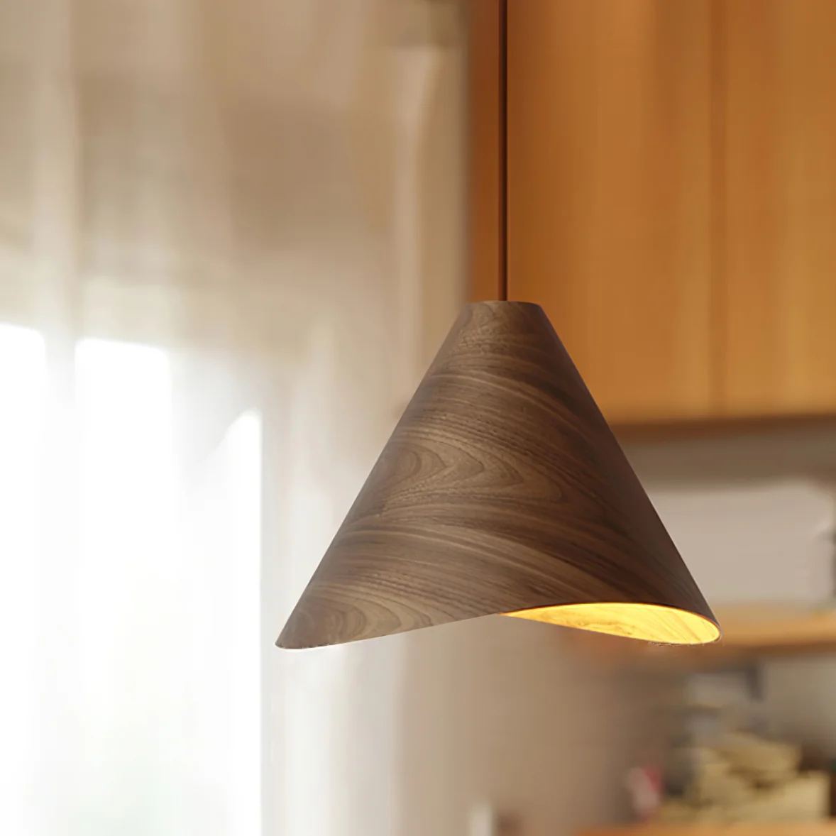 Muto Modern Conica Wood Pendant Light Dining Room Kitchen Island