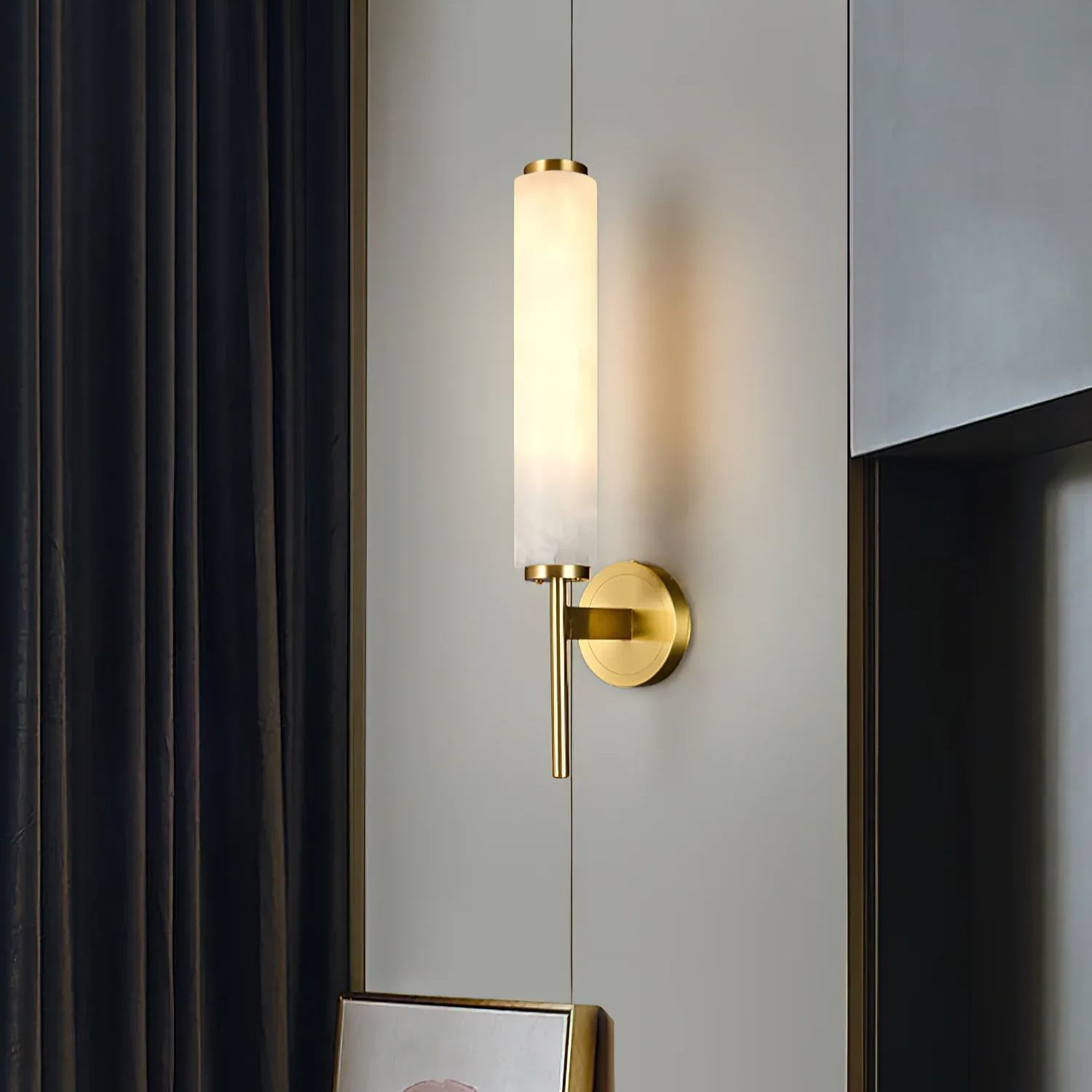 Jade Modern Unusual Alabaster Wall Light Bedroom Living Room Hallway | Las Sola