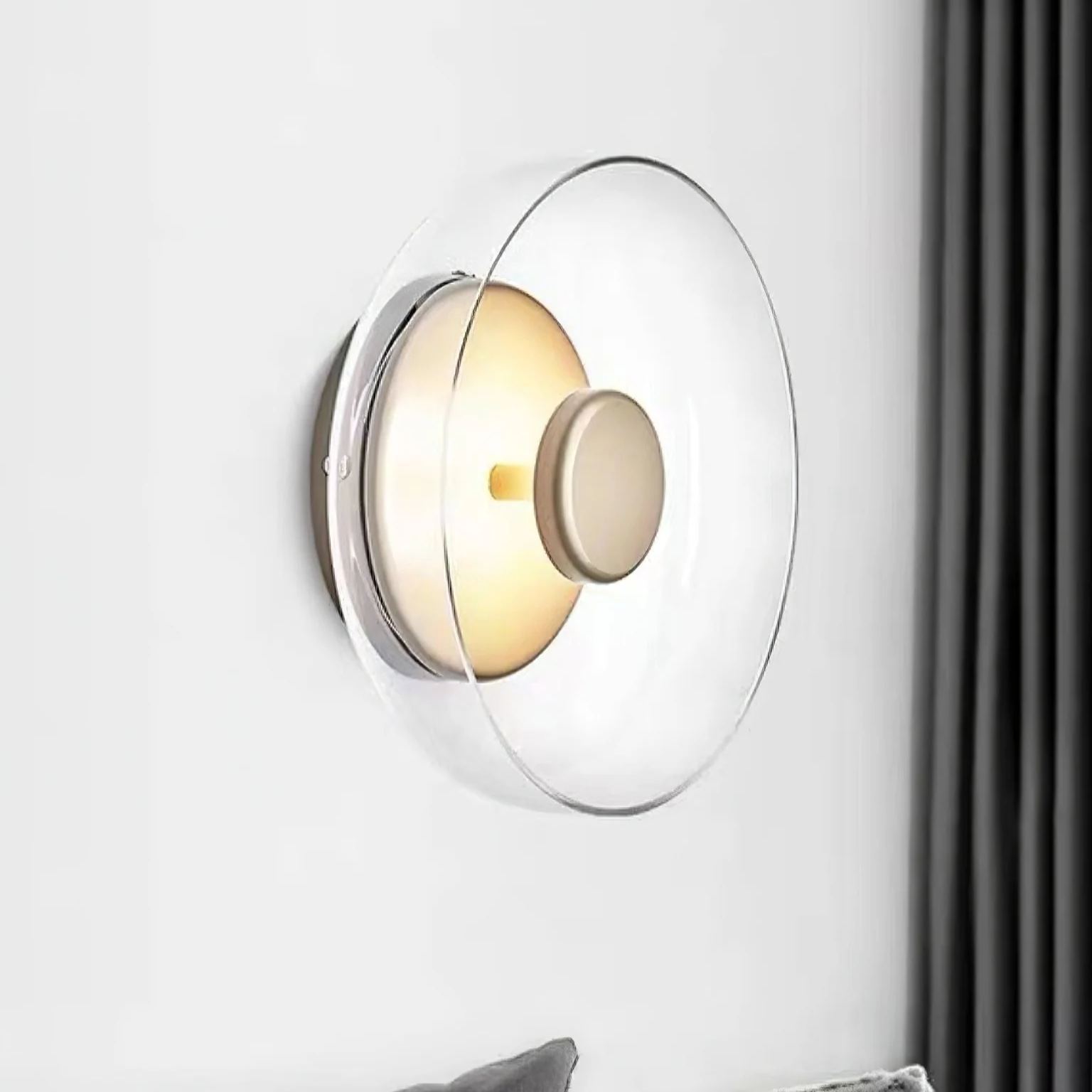 Hailie Modern Round Bowl Glass Wall Light Shades Bedroom Hallway