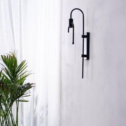 Alessio Minimalism Black Copper Plating Metal Glass Wall Lamp Bedroom Living Room