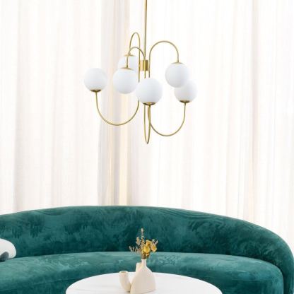 Alessio Vintage Metal Glass Gold Black Pendant Light Bedroom Living Room
