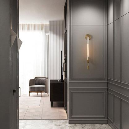 Alessio Minimalism Brass Metal Glass Wall Lamp Bedroom Living Room