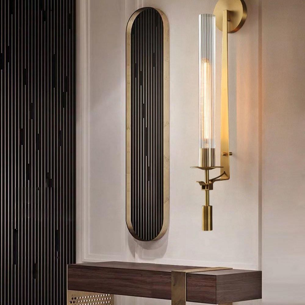 Alessio Minimalism Brass Metal Glass Wall Lamp Bedroom Living Room