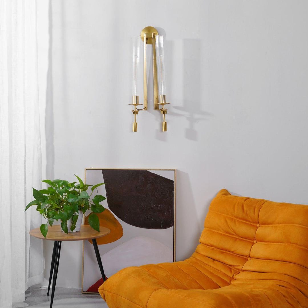 Alessio Minimalism Brass Metal Glass Wall Lamp Bedroom Living Room