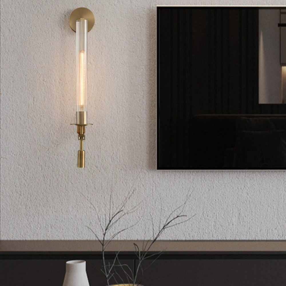 Alessio Minimalism Brass Metal Glass Wall Lamp Bedroom Living Room