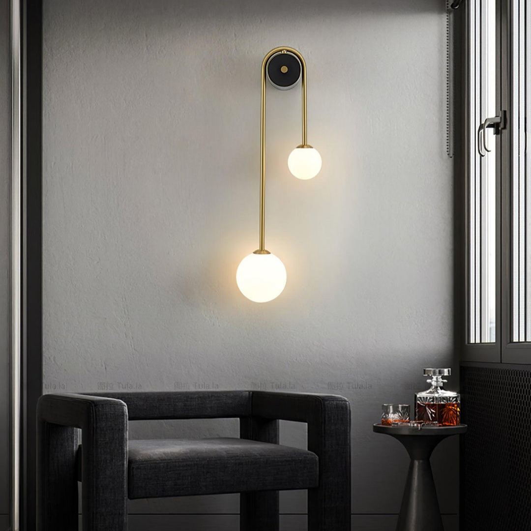 Edge Minimalism Metal Gray Black Brass Glass Wall Lamp Bedroom Living Room