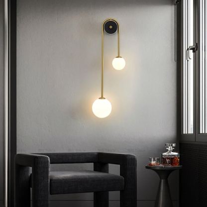 Edge Minimalism Metal Gray Black Brass Glass Wall Lamp Bedroom Living Room