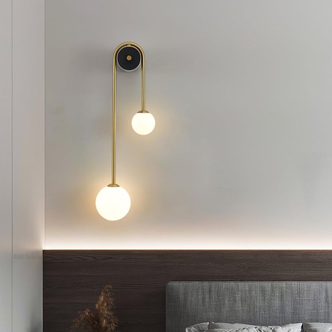 Edge Minimalism Metal Gray Black Brass Glass Wall Lamp Bedroom Living Room
