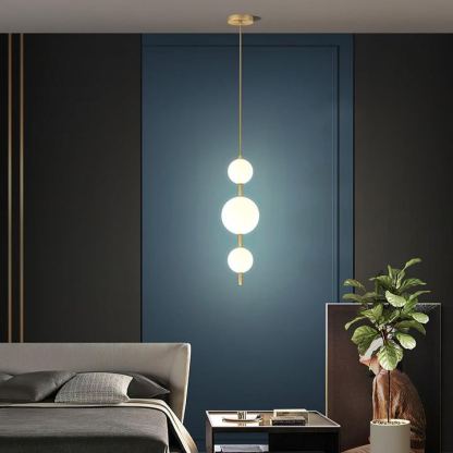 Edge Minimalism Brass Black Metal Glass Pendant Light Bedroom Living Room
