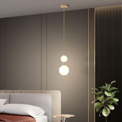 Edge Minimalism Brass Black Metal Glass Pendant Light Bedroom Living Room