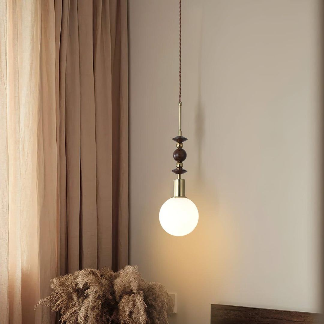 Hailie Minimalism Metal Glass Wood Pendant Light Bedroom Living Room
