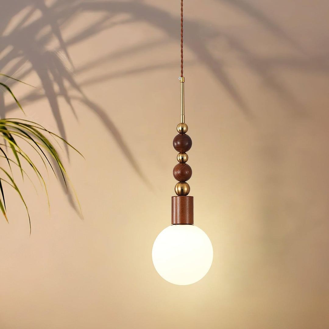 Hailie Minimalism Metal Glass Wood Pendant Light Bedroom Living Room