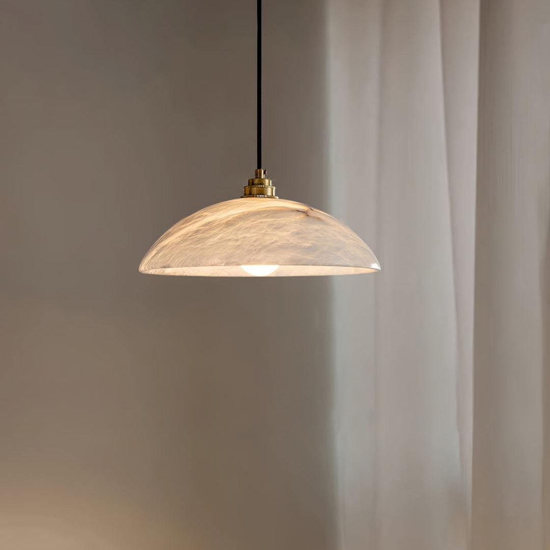 Jade Alabaster Dome Brass Finish Pendant Light Bedroom Living Room