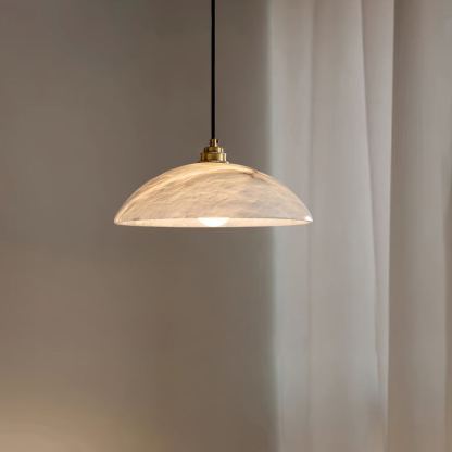 Jade Alabaster Dome Brass Finish Pendant Light Bedroom Living Room