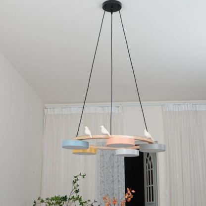 Morandi Modern Metal Wood Resin Acrylic Chandelier Dining Room Bedroom