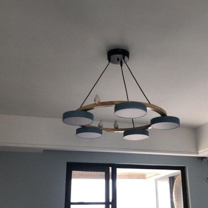 Morandi Modern Metal Wood Resin Acrylic Chandelier Dining Room Bedroom