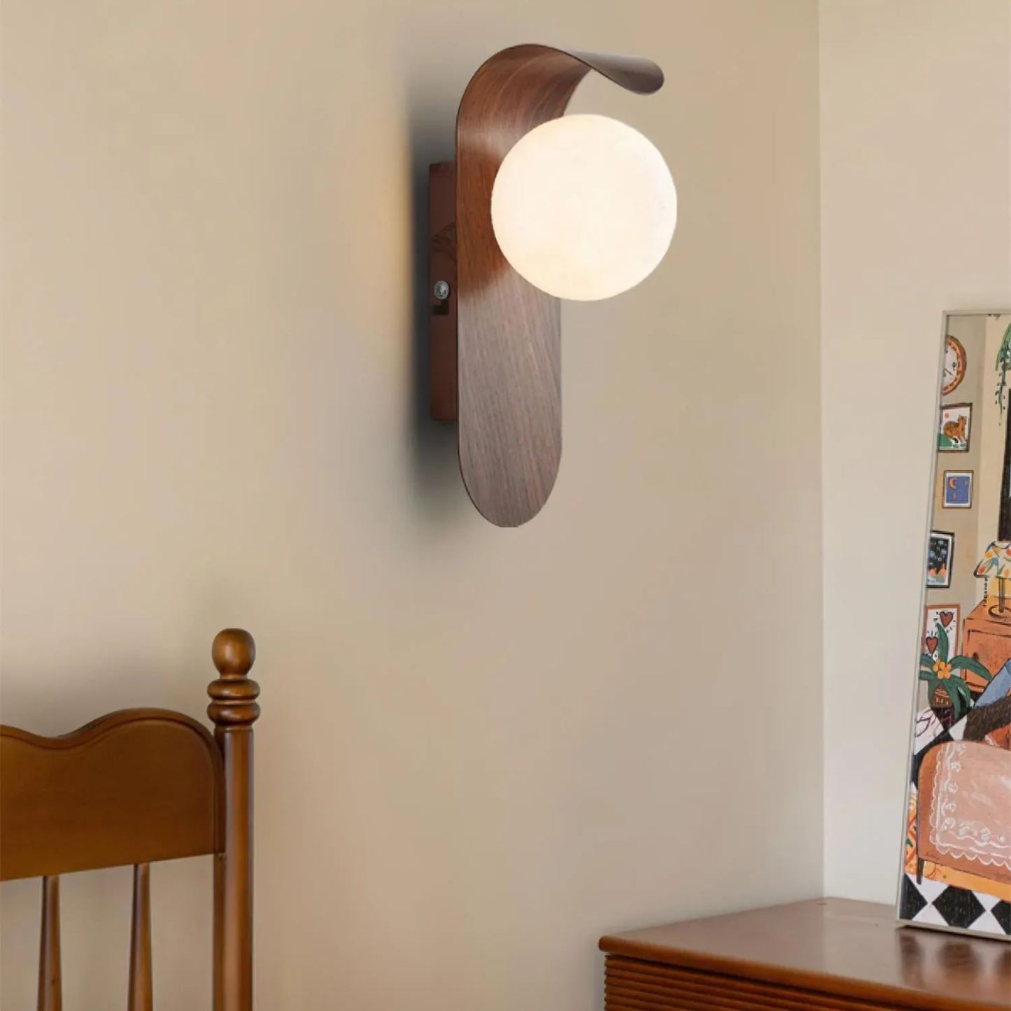 Muto Modern Walnut Ceiling Lamp Bedroom Dining Room