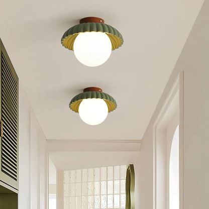 Hailie Vintage Brown Green Ceiling Light Bedroom Dining Room
