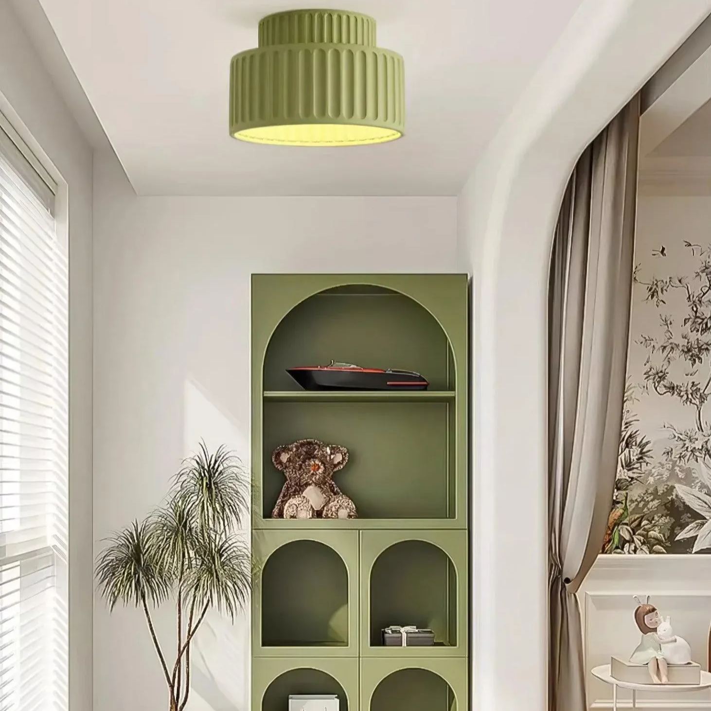 Hailie Modern Beige White Orange Green Ceiling Lamp Bedroom  Dining Room