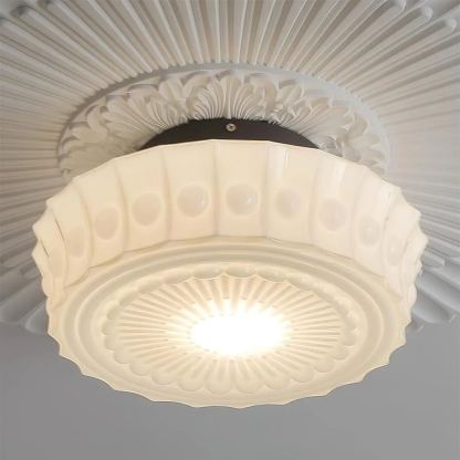 Quinn Nordic Beige White Ceiling Lamp Bedroom  Dining Room