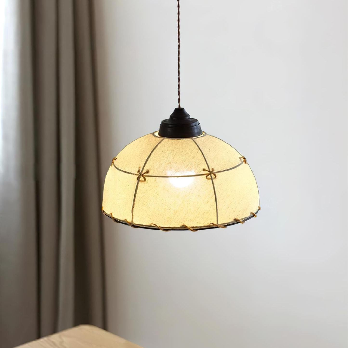 Renée Vintage Round Hanging Fabric Pendant Light Shades Dining Room