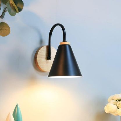 Ozawa Minimalism White Metal Wood Wall Lamp Dining Room Bedroom