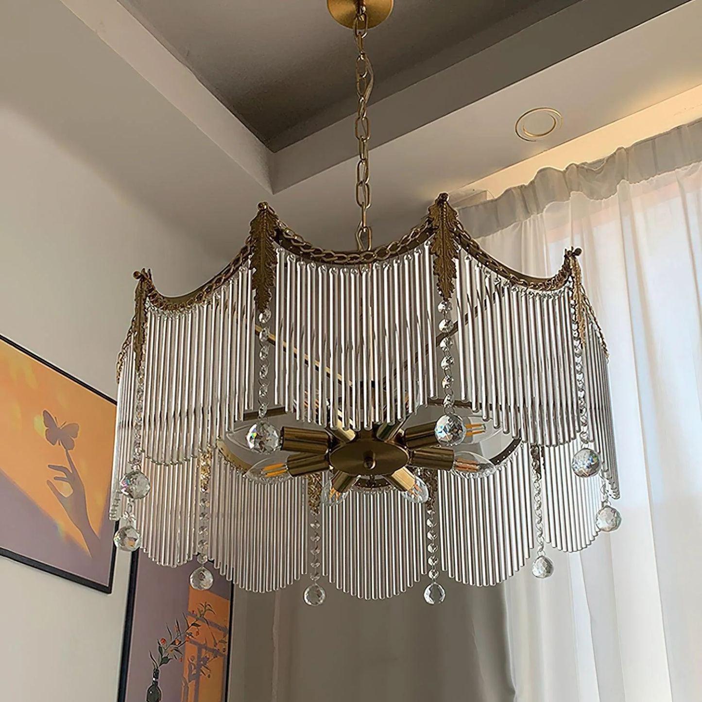 Marilyn Vintage Copper Metal Glass Pendant Light Bedroom Living Room