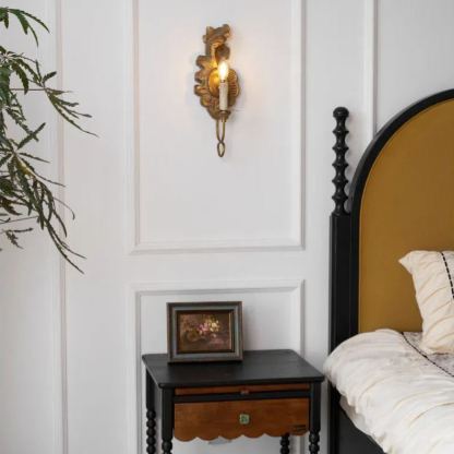 Alessio Vintage Metal Wood Old White Antique Gold Old Grey Wall Lamp Dining Room